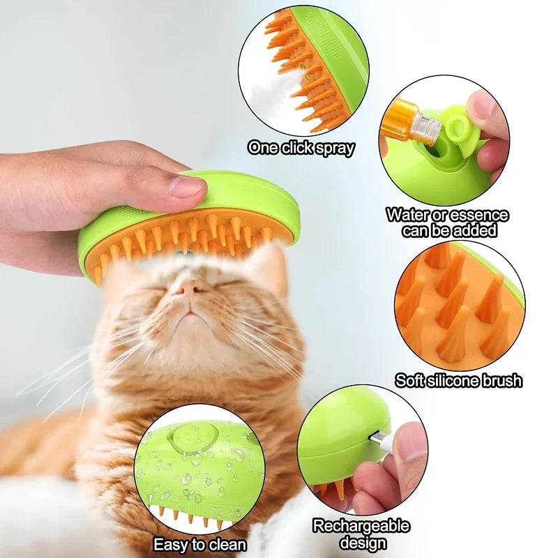 Self-Cleaning Steam Cat Brush