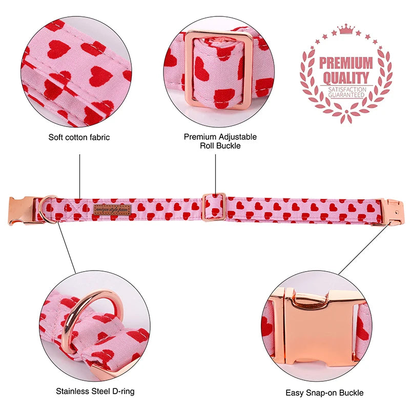 Valentines Day Bow Tie Heart Collar & Leash