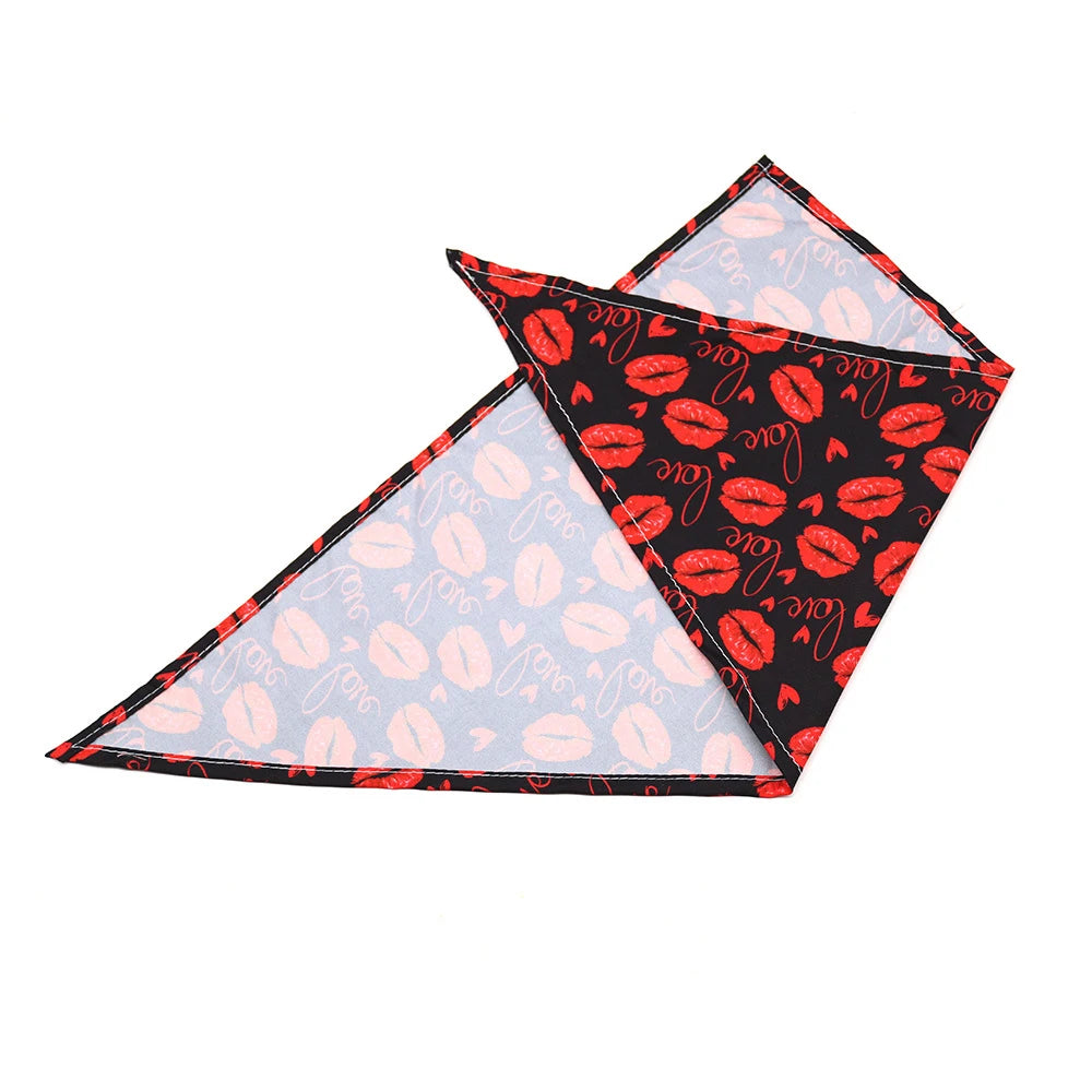 Valentine's Day Heart and Kiss Print Pet Bandana