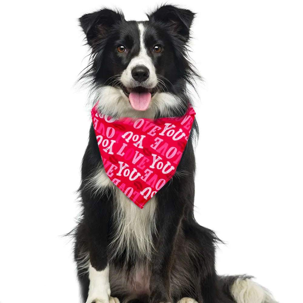 Valentine's Day Heart and Kiss Print Pet Bandana