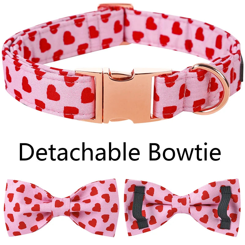 Valentines Day Bow Tie Heart Collar & Leash