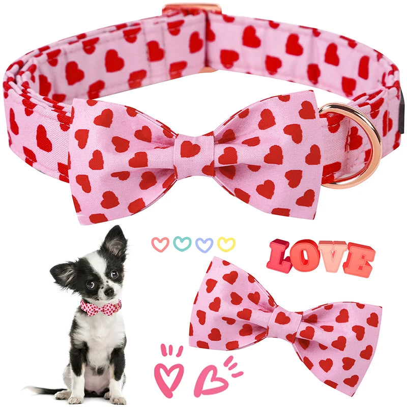 Valentines Day Bow Tie Heart Collar & Leash