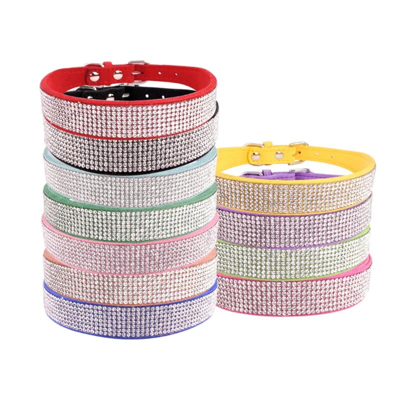 Rhinestone Reflective Dog Collar